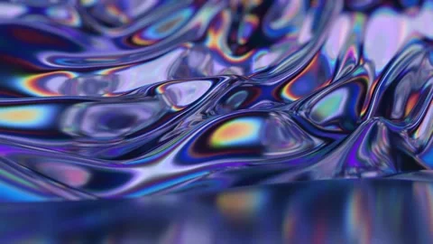 Vibrant Abstract Waveforms with Iridescent Reflections and Mesmerizing Colors Stock Footage 341781436