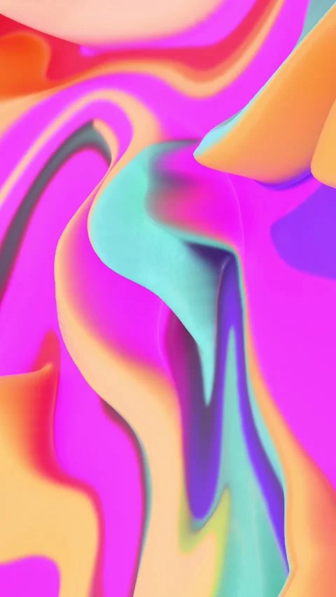 Vibrant Abstract Waves in Neon Colors with Dynamic Curves and Fluid Patterns Stock Footage 341781555