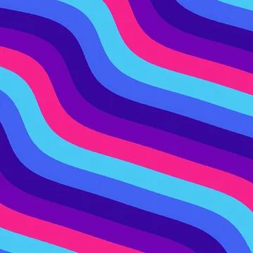 Vibrant Abstract Wavy Pattern with Diagonal Blue, Pink and Purple Stripes, イラスト素材