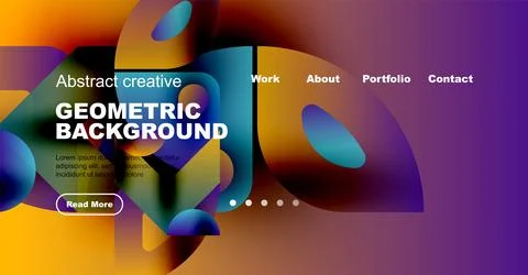 Vibrant abstract website header. Geometric shapes, bold colors, text overlay, 스톡 일러스트