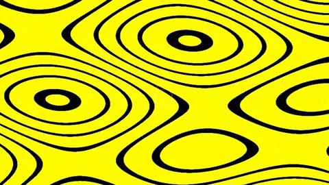 Vibrant abstract yellow and black wavy lines seamless background pattern Stock Footage 342116840