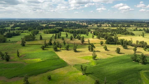 Vibrant Aerial Hyperlapse Green Fields Chile 스톡 동영상 331141511
