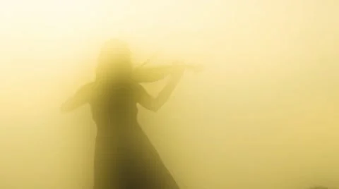 Vibrant Aged Beautiful Violinist's Shadow - Loop Stock Footage 48532289