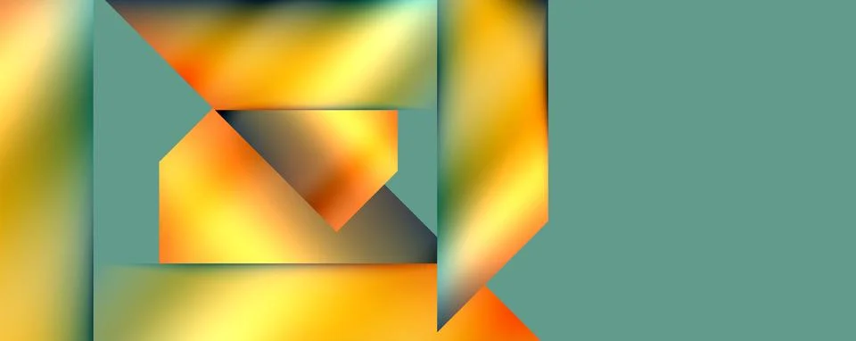 Vibrant amber triangle pattern on green backdrop, artistic symmetry Stock Illustration