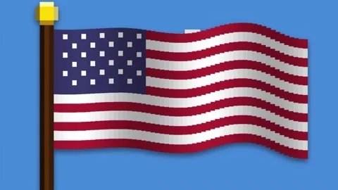 Vibrant american flag waves against blue sky in smooth motion Stock Footage 333779361