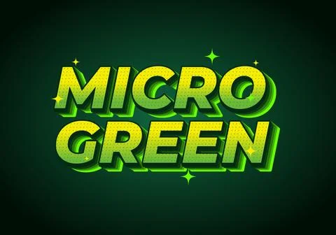A vibrant and bold graphic design featuring the text MICRO GREEN in a 3D st.. Stock Illustration