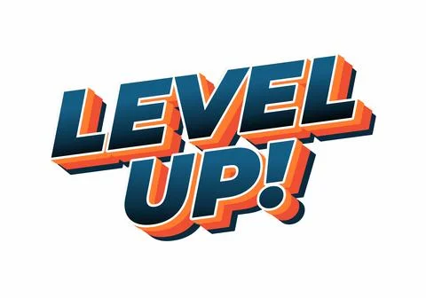 A vibrant and bold graphic design featuring the text LEVEL UP! in a 3D styl.. Stock Illustration