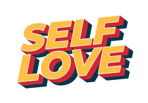 A vibrant and bold graphic design featuring the words SELF LOVE in 3D style.. 库存插图