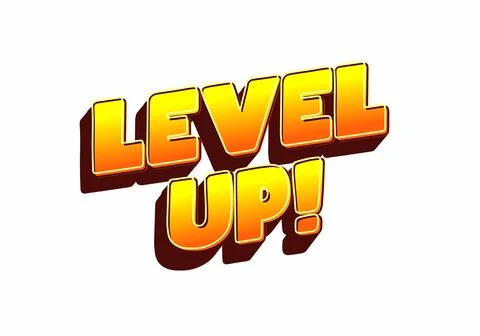 A vibrant and bold graphic featuring the text LEVEL UP! in a 3D style with .. Stock Illustration