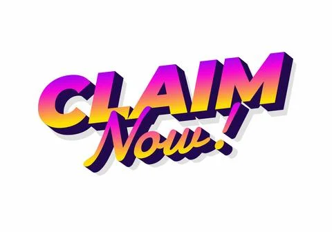 A vibrant and bold graphic text design featuring the words CLAIM Now! in gr.. Stock Illustration