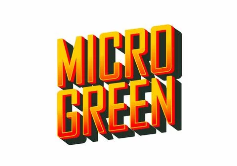 A vibrant and bold typographic design featuring the words MICRO GREEN in a .. Stock Illustration