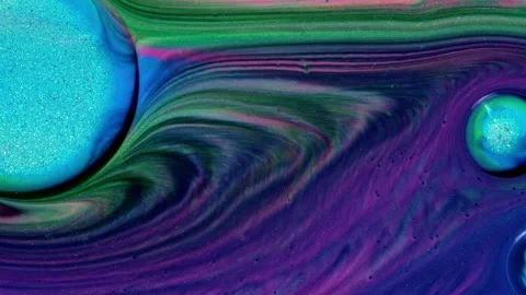 Vibrant and Captivating Abstract Fluid Art featuring Cosmic Elements and Bright Stock Footage 303608755