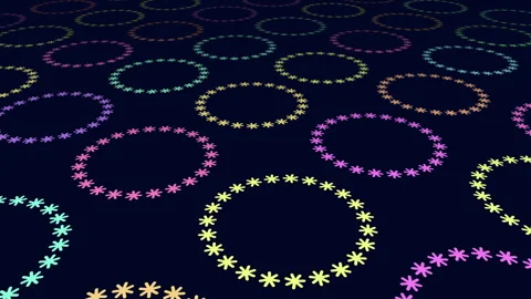 Vibrant and colorful circle pattern on dark background Vídeo Stock 263546524