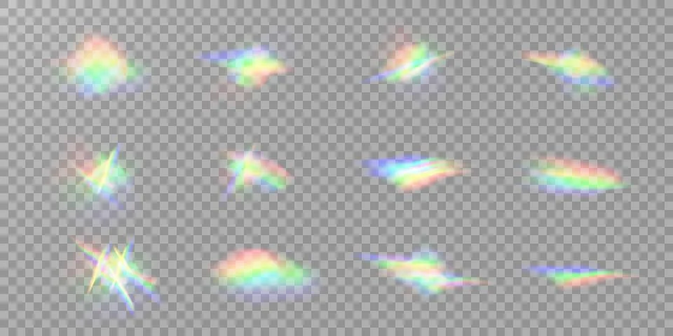 Vibrant and Colorful Light Reflections and Flare Elements Perfect for Various Stock Illustration