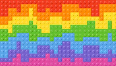 A vibrant and colorful pattern of assorted Lego blocks uniquely arranged in a Illustrazione stock