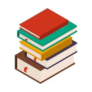 A vibrant and colorful stack of books showcasing various sizes and genres, .. Stock Illustration