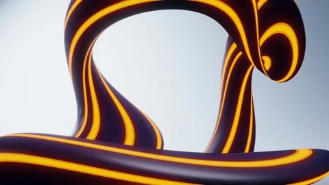 Vibrant and dynamic abstract 3D ribbon, brush stroke design element twisted.. Stock Footage 300105567