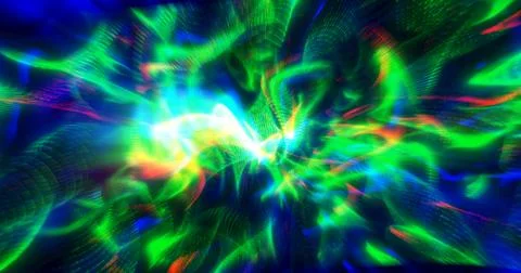 A vibrant and dynamic abstract image with swirling patterns of green, blue,.. Stock Photos