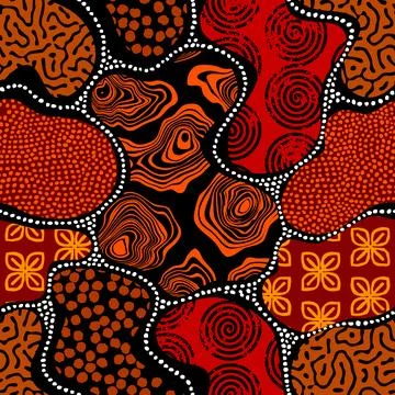 Vibrant and dynamic abstract patterns that showcase rich textures in warm ear Stock Illustration