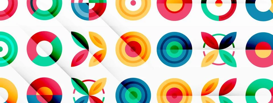 Vibrant and eye-catching vector background featuring a grid of colorful circles Stock Illustration