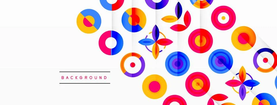 Vibrant and eye-catching vector background featuring a grid of colorful circles Stock Illustration