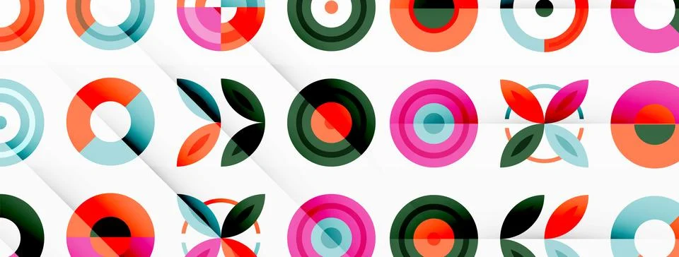 Vibrant and eye-catching vector background featuring a grid of colorful circles Stock Illustration