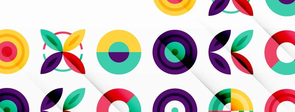 Vibrant and eye-catching vector background featuring a grid of colorful circles Illustrazione stock
