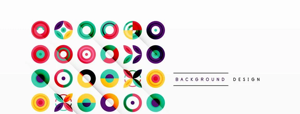 Vibrant and eye-catching vector background featuring a grid of colorful circles Stock Illustration