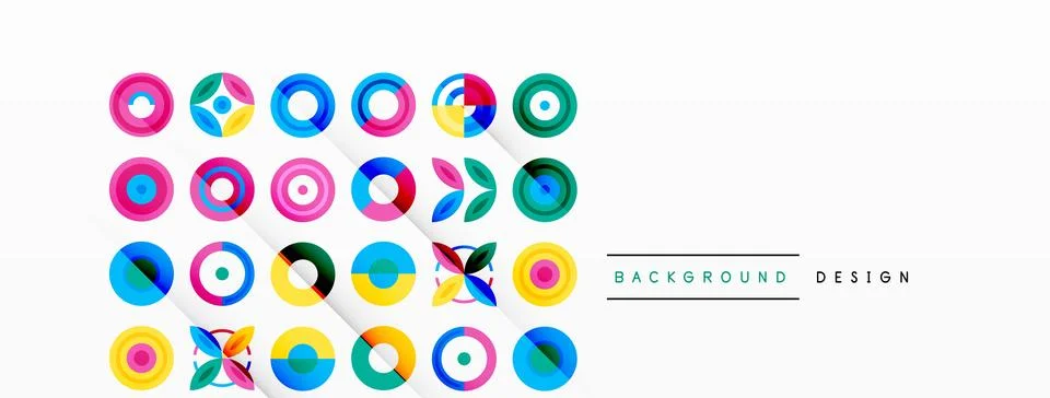 Vibrant and eye-catching vector background featuring a grid of colorful circles Illustrazione stock