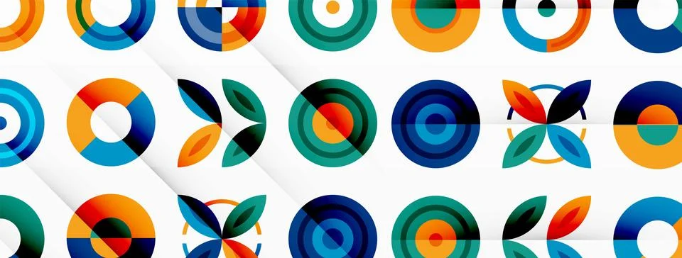 Vibrant and eye-catching vector background featuring a grid of colorful circles Stock Illustration
