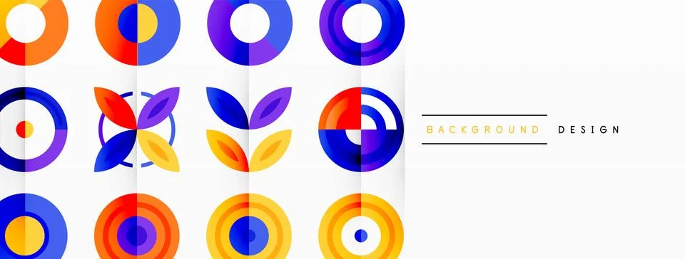 Vibrant and eye-catching vector background featuring a grid of colorful circles Stock Illustration