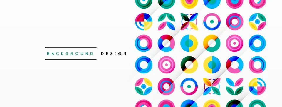 Vibrant and eye-catching vector background featuring a grid of colorful circles Illustrazione stock