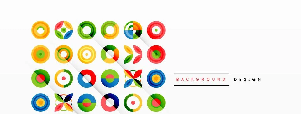 Vibrant and eye-catching vector background featuring a grid of colorful circles Illustrazione stock