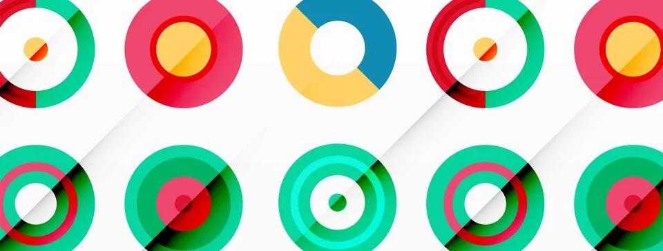 Vibrant and eye-catching vector background featuring a grid of colorful circles Stock Illustration