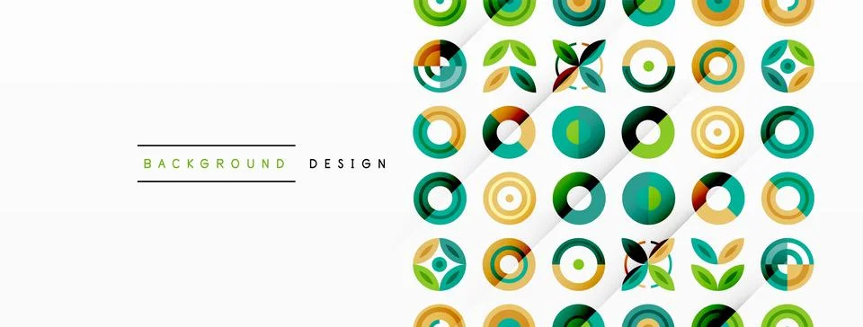 Vibrant and eye-catching vector background featuring a grid of colorful circles Stock Illustration
