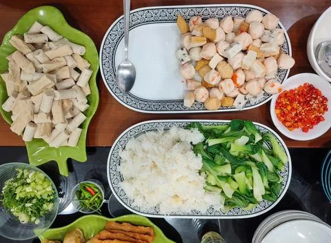 A vibrant and nutritious array of Asian dishes, bursting wit Stock Photos