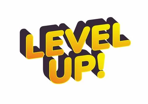 A vibrant and playful graphic featuring the text LEVEL UP! in bold, three d.. Stock Illustration