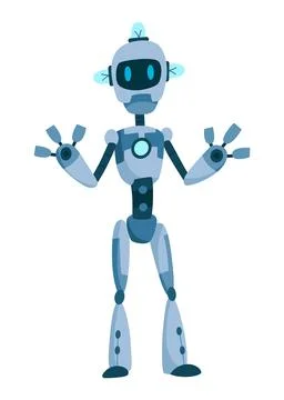 A Vibrant and Stylized Blue Robot Character Featuring Distinct Angular Features Stock Illustration