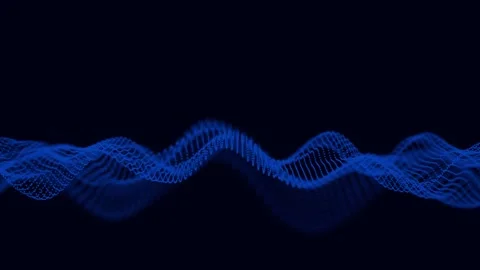 Vibrant animated blue lines move rhythmically across a dark background Stock Footage 313782701