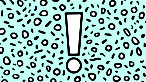 Vibrant animated exclamation marks on dynamic patterned background Stock Footage 315127347