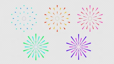 Vibrant Animated Fireworks Explosions on Transparent Background Stock Footage 312420232