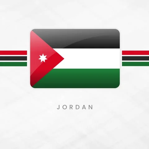 Vibrant Animated Jordan Flag Waving in Button Frame with Bold Black, White,.. Stock Footage 313745576