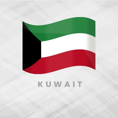 Vibrant Animated Kuwait Flag Waving with Bold Green, White, and Red Stripes.. Stock Footage 313745566