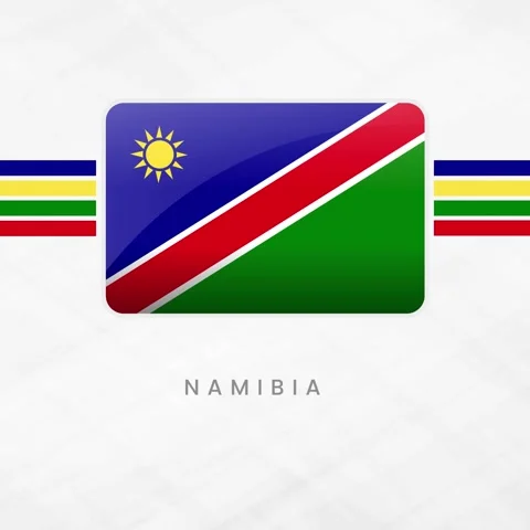 Vibrant Animated Namibia Flag Waving in Button Frame with Bold Blue, Red, a.. Video stock 313799486