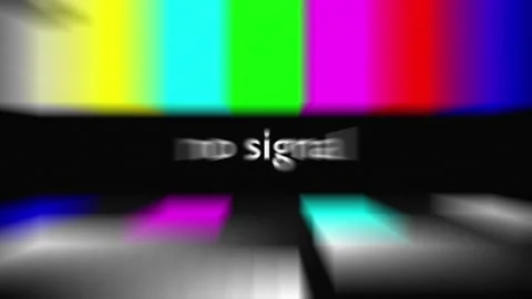 Vibrant animation of multi-colored stripes with ‘No Signal’ display, 4K. Stock Footage 297355800