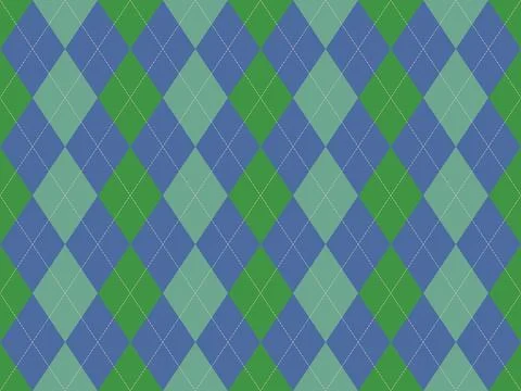 Vibrant argyle pattern in blue, green, and teal.  Perfect for backgrounds, te Stock Illustration