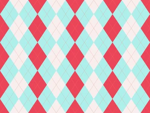 Vibrant argyle pattern in coral, mint, and offwhite.  Perfect for textiles,.. Illustrazione stock