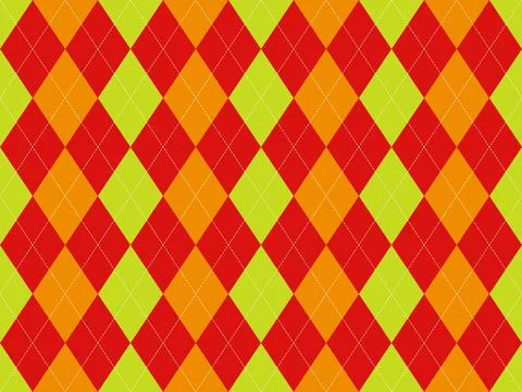 Vibrant argyle pattern in red, orange, and lime green.  Perfect for backgro.. Stock Illustration