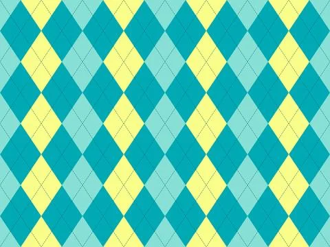 Vibrant argyle pattern in teal, pale yellow  mint green.  Perfect for backg.. Illustrazione stock