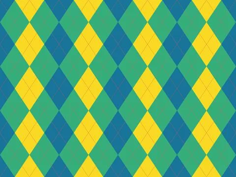 Vibrant argyle pattern in yellow, teal, and green.  Perfect for backgrounds.. Stock Illustration
